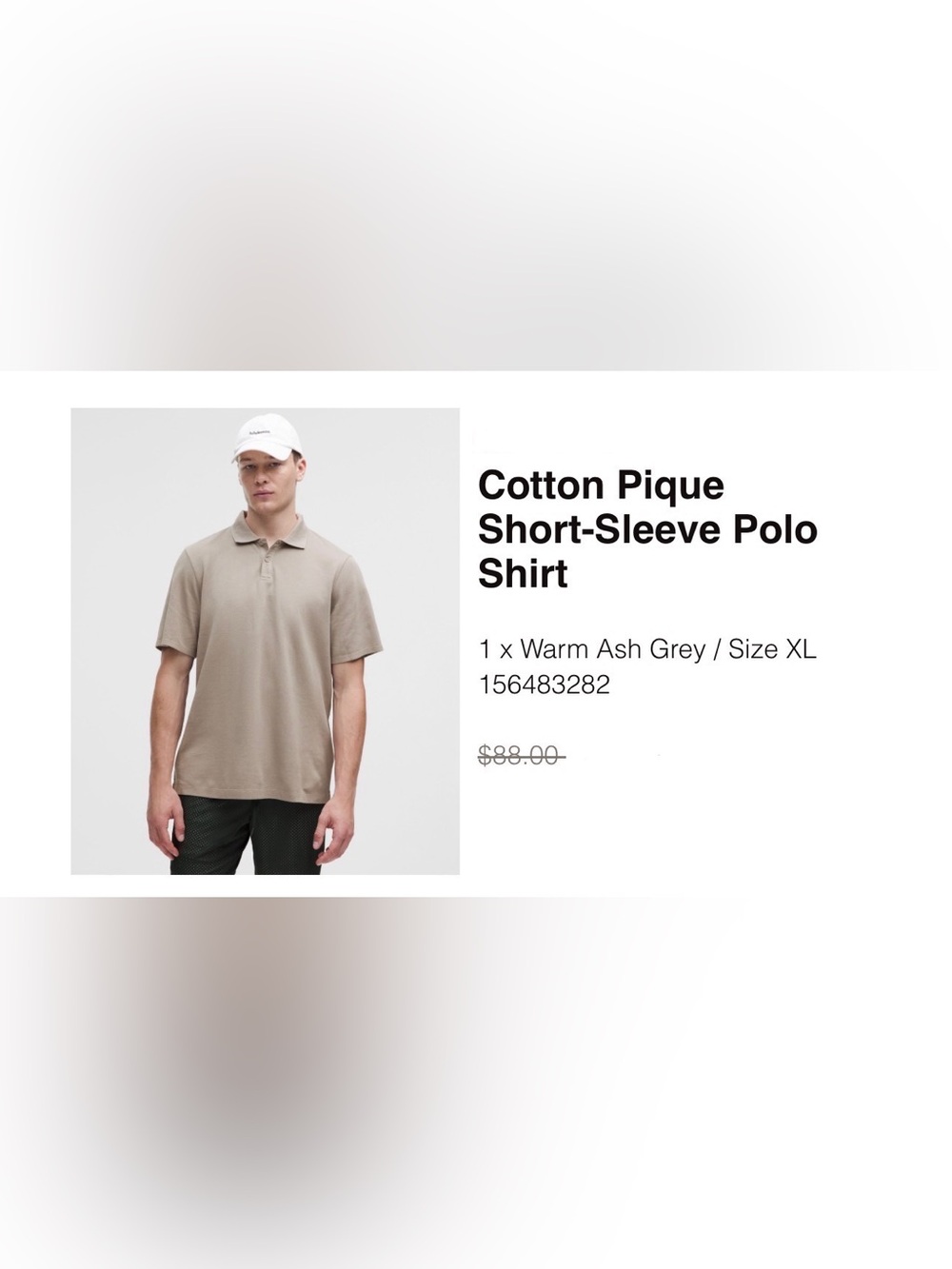 Cotton Pique Short-Sleeve Polo Shirt in Warm Ash Grey
